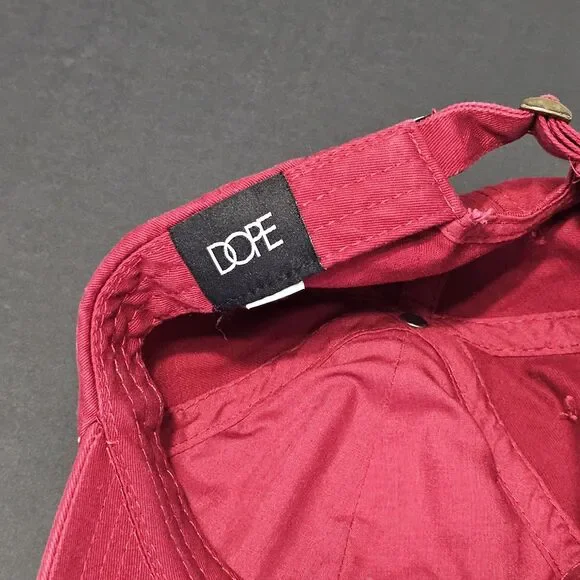 Official DOPE Brand Script Logo Strapback Hat Baseball Cap Red - Picture 6 of 7